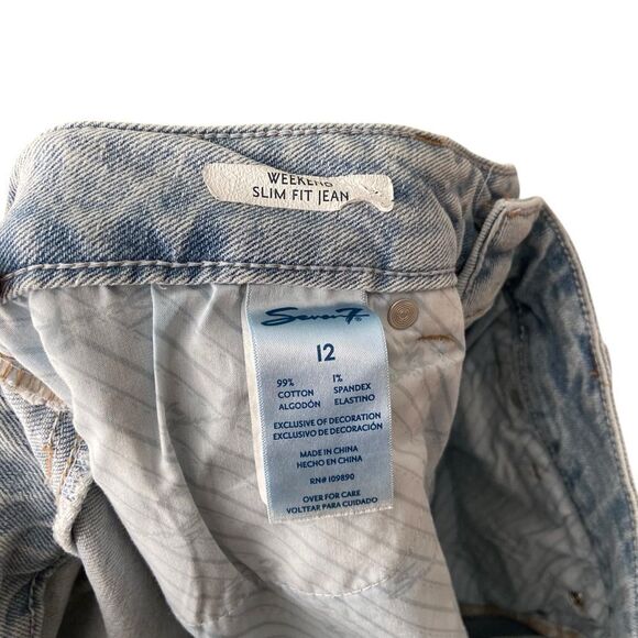 Seven7 Weekend Slim Fit Straight Leg Distressed Jean in Size 12 - Picture 5 of 13